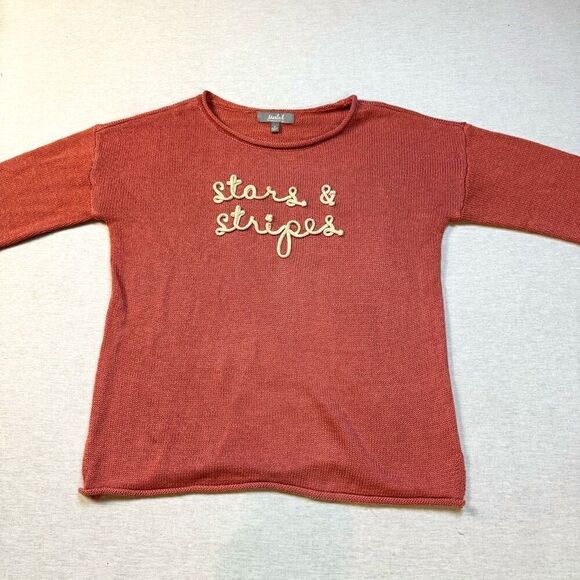 Stars & Stripes Knitted Sweater Marbled Reunited Women’s Sz M Coral - Picture 4 of 8